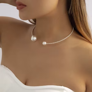 Diamanté and Pearl Choker - Image 1