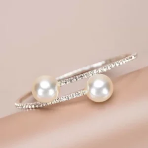 Pearl and Gold Diamanté Cuff - Image 1