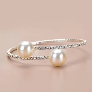 Pearl and Gold Diamanté Cuff - Image 2